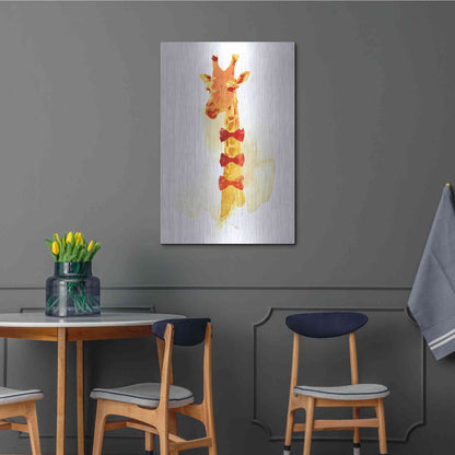 Luxe Metal Art 'Elegant Giraffe' by Robert Farkas, Metal Wall Art,24x36