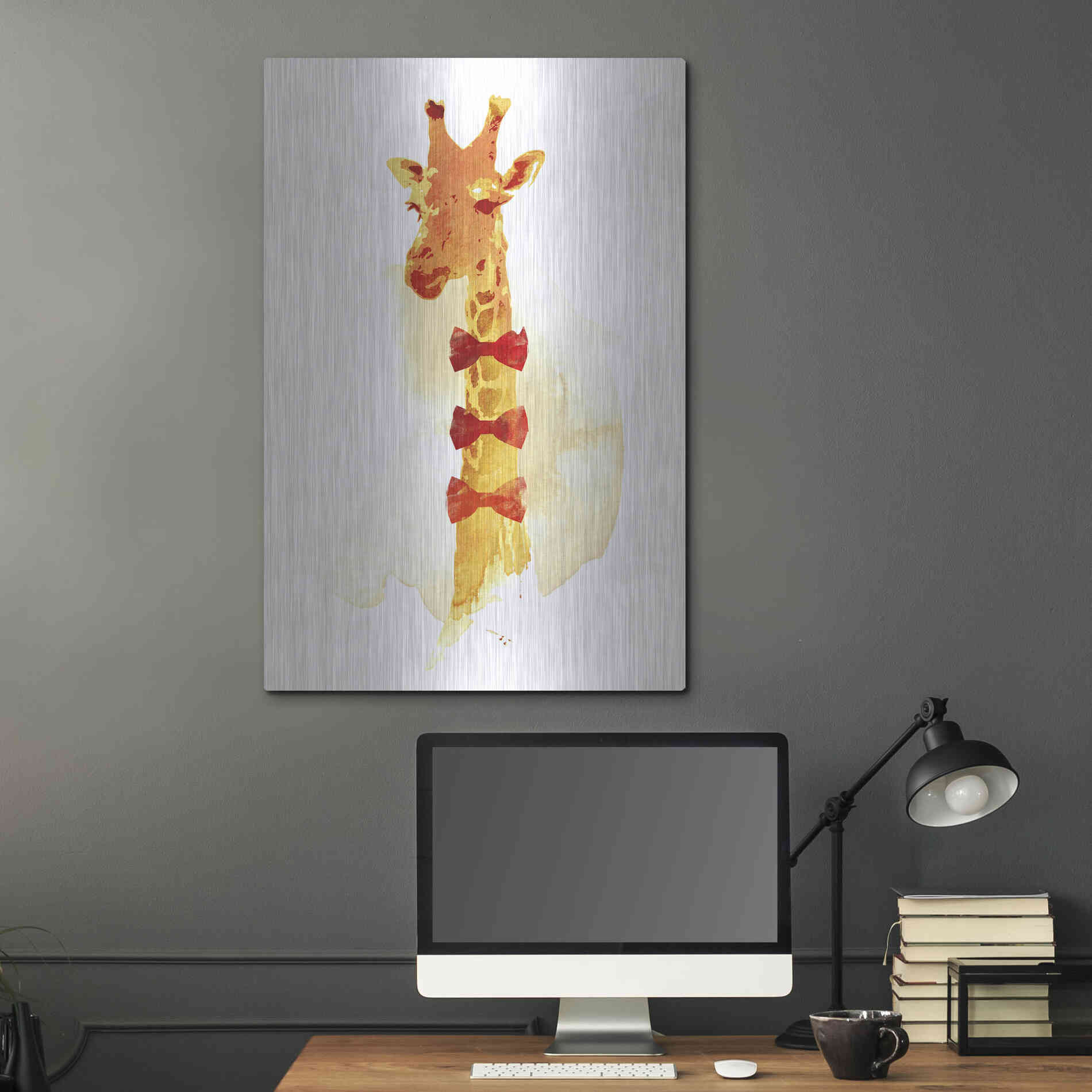 Luxe Metal Art 'Elegant Giraffe' by Robert Farkas, Metal Wall Art,24x36