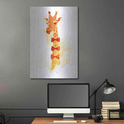 Luxe Metal Art 'Elegant Giraffe' by Robert Farkas, Metal Wall Art,24x36