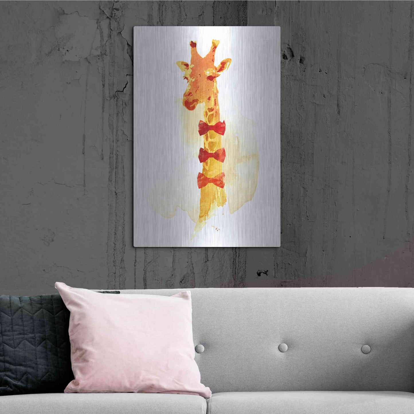 Luxe Metal Art 'Elegant Giraffe' by Robert Farkas, Metal Wall Art,24x36