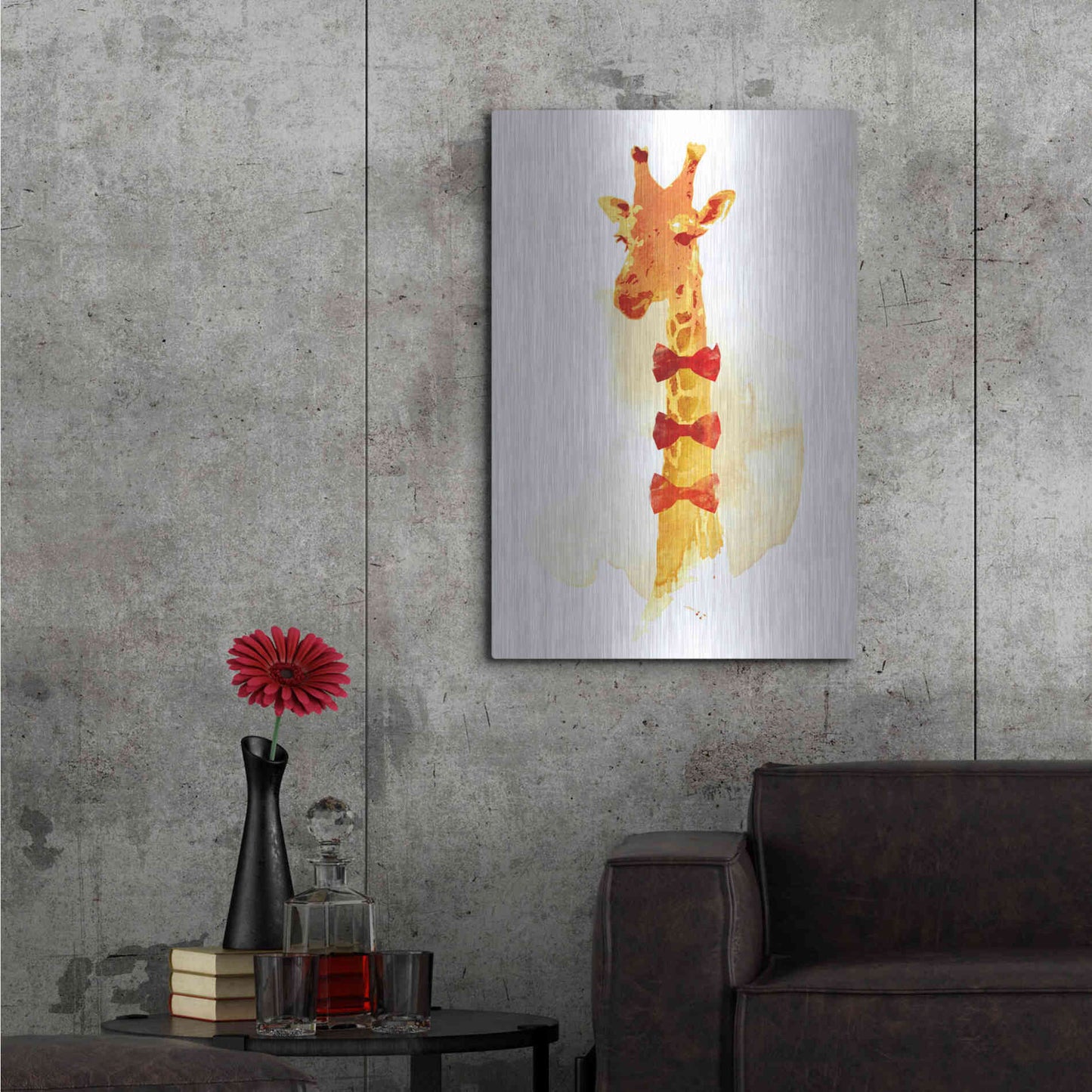 Luxe Metal Art 'Elegant Giraffe' by Robert Farkas, Metal Wall Art,24x36