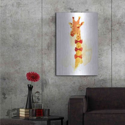 Luxe Metal Art 'Elegant Giraffe' by Robert Farkas, Metal Wall Art,24x36