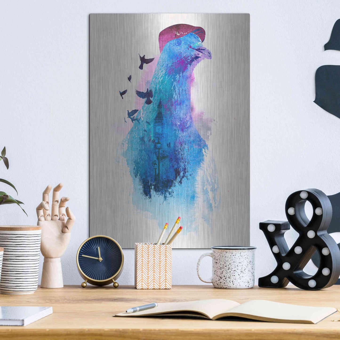 Luxe Metal Art 'Everybody Flies to London' by Robert Farkas, Metal Wall Art,12x16