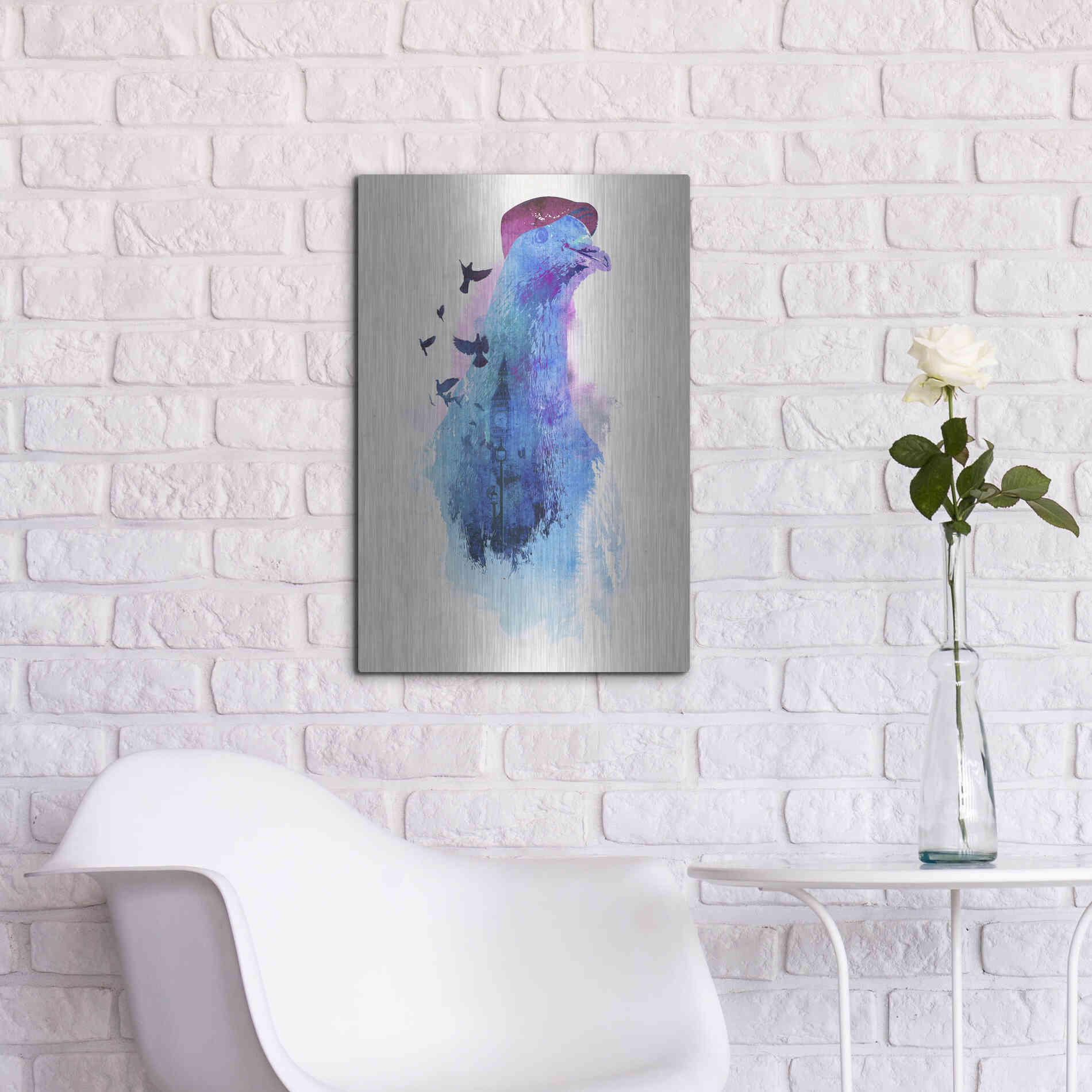 Luxe Metal Art 'Everybody Flies to London' by Robert Farkas, Metal Wall Art,16x24