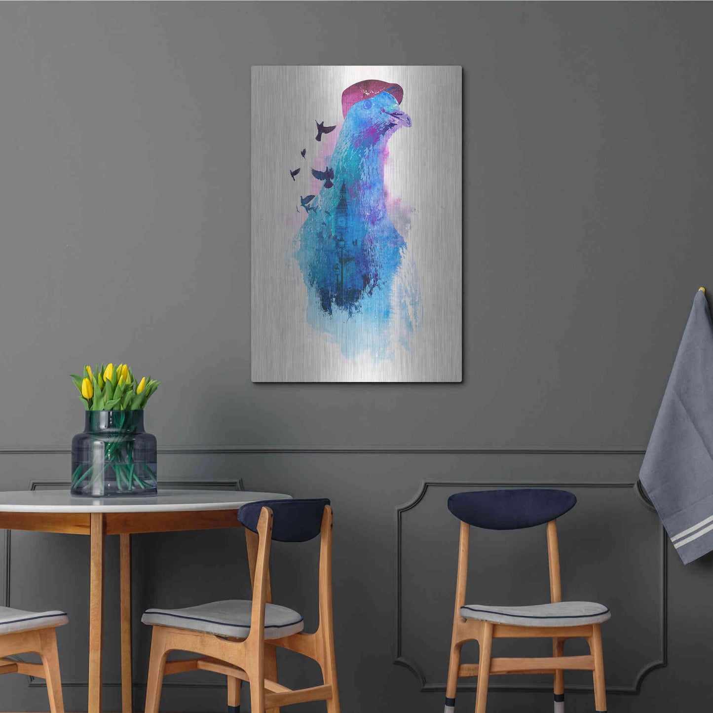 Luxe Metal Art 'Everybody Flies to London' by Robert Farkas, Metal Wall Art,24x36