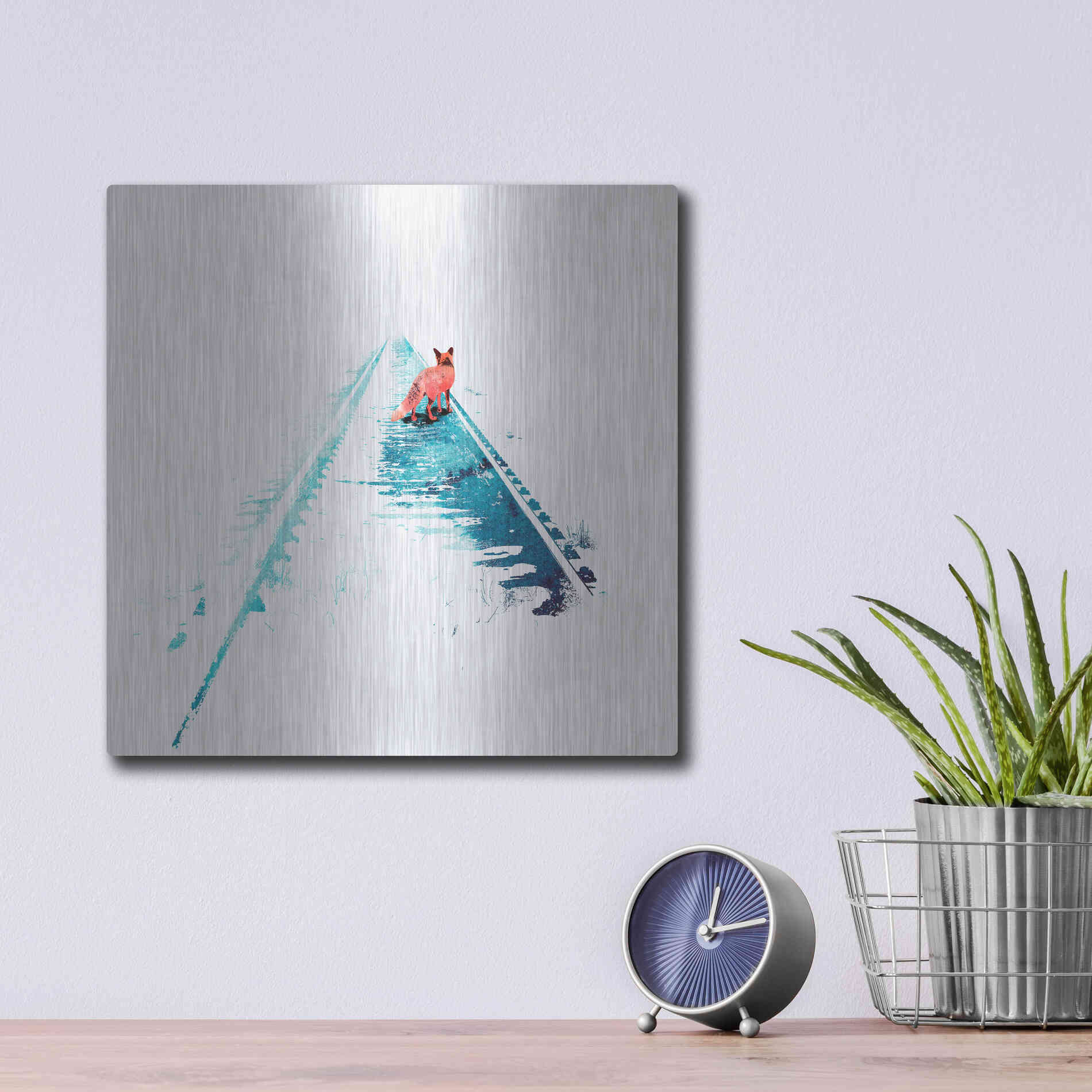 Luxe Metal Art 'From Nowhere to Nowhere' by Robert Farkas, Metal Wall Art,12x12