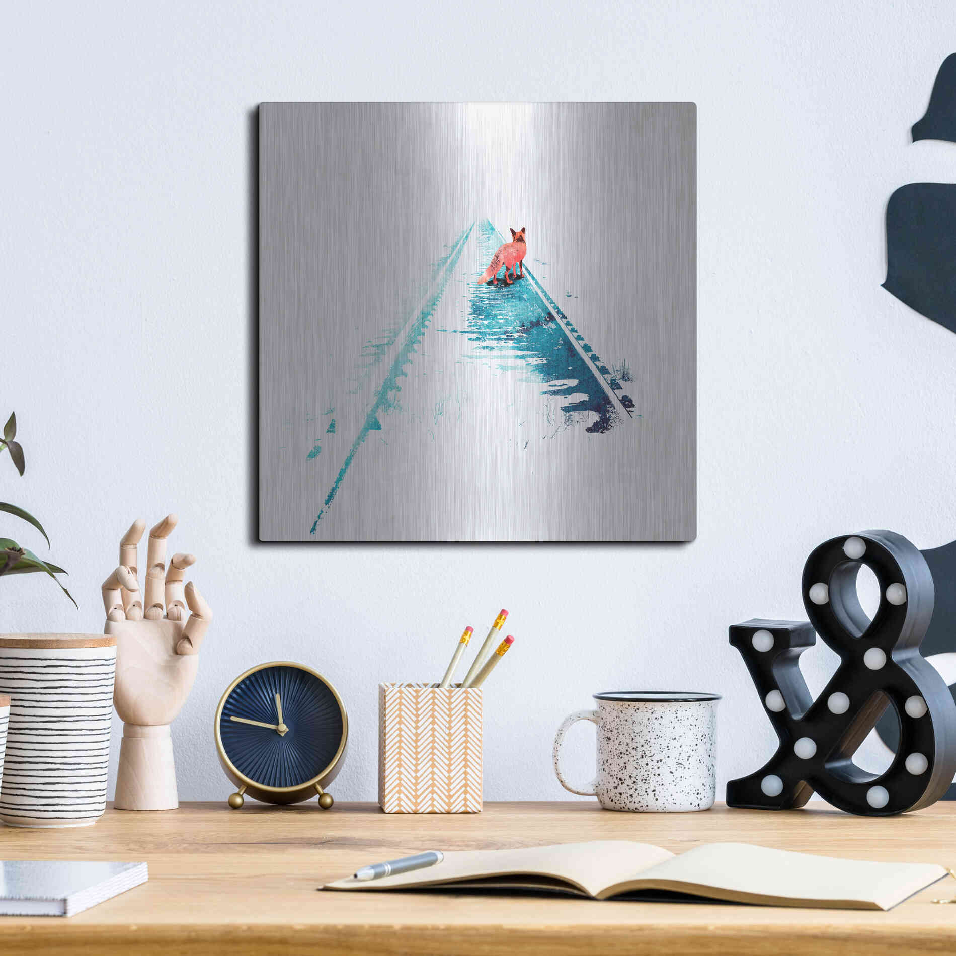 Luxe Metal Art 'From Nowhere to Nowhere' by Robert Farkas, Metal Wall Art,12x12