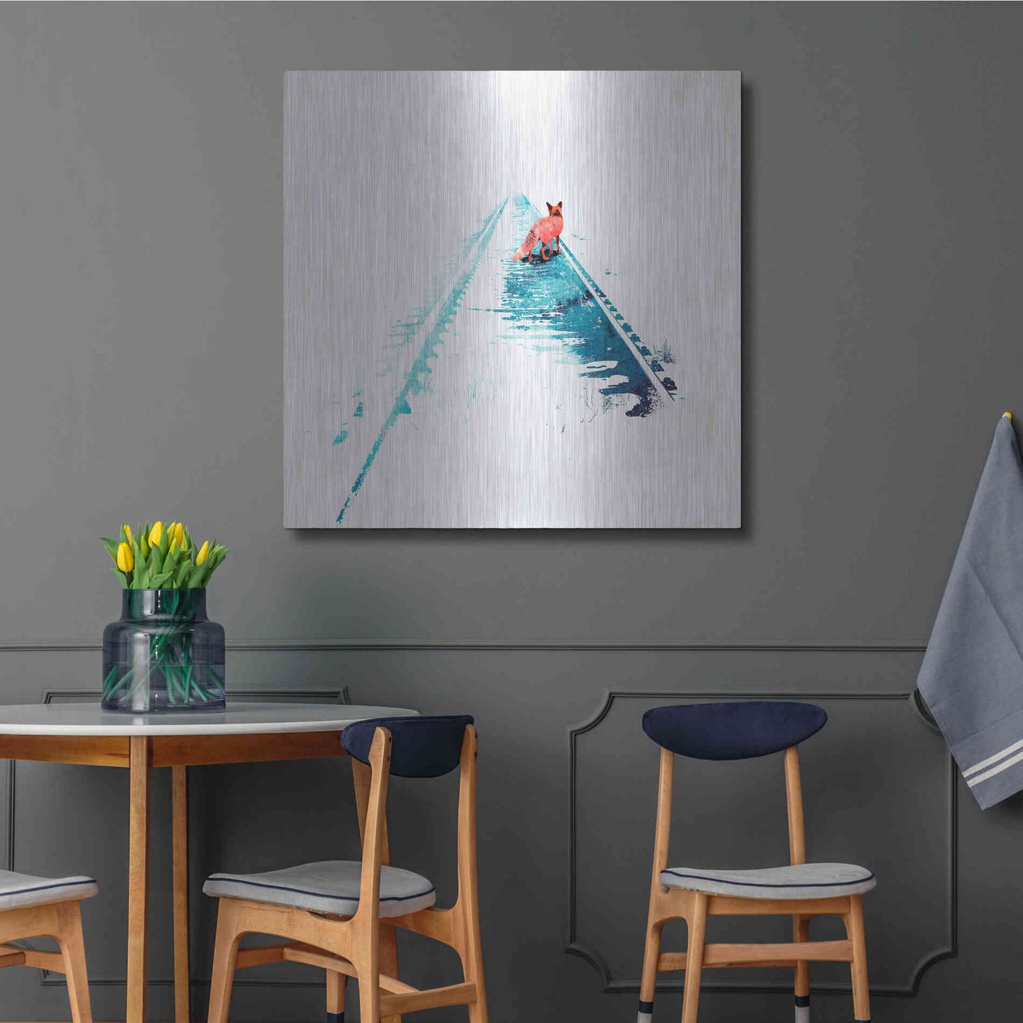 Luxe Metal Art 'From Nowhere to Nowhere' by Robert Farkas, Metal Wall Art,36x36