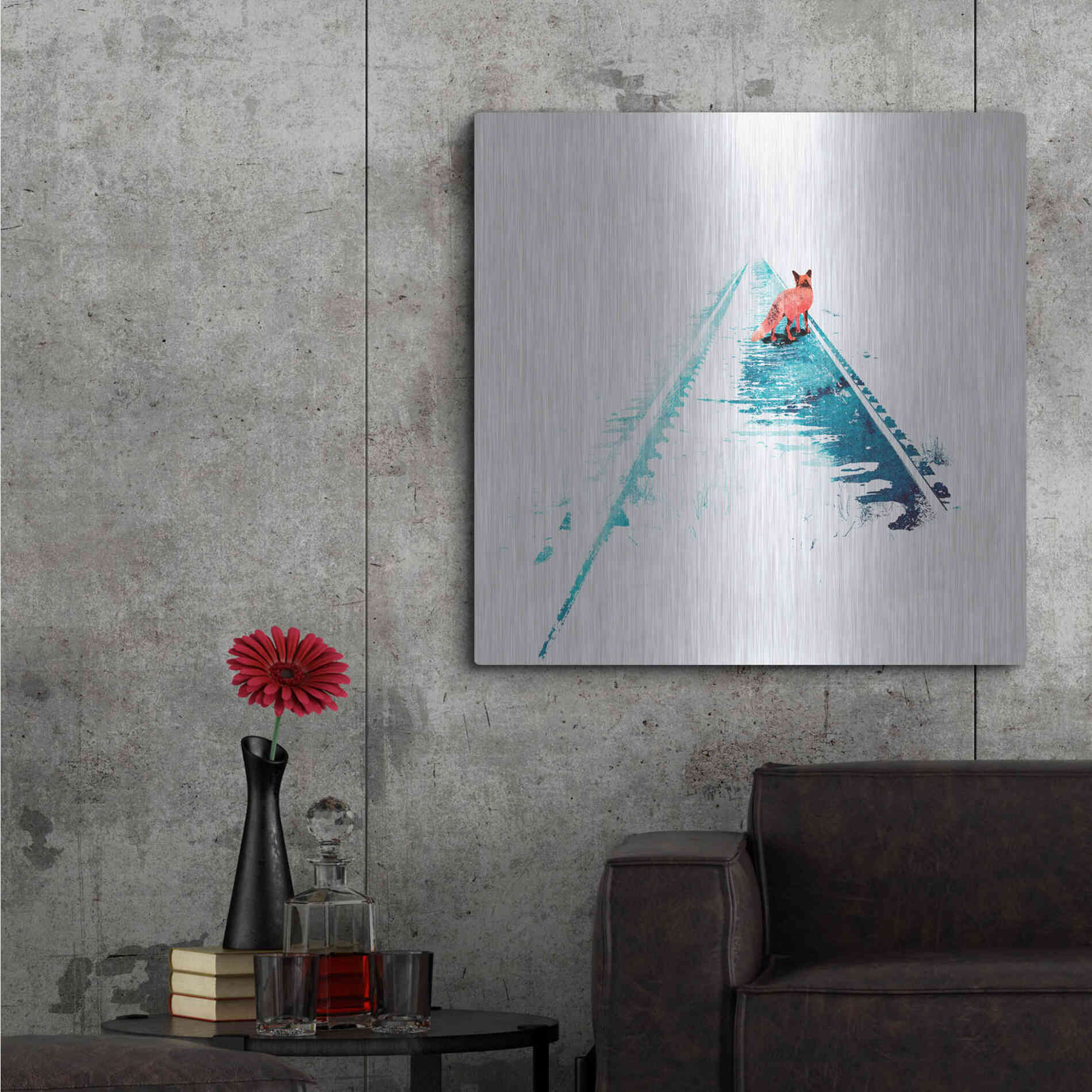 Luxe Metal Art 'From Nowhere to Nowhere' by Robert Farkas, Metal Wall Art,36x36