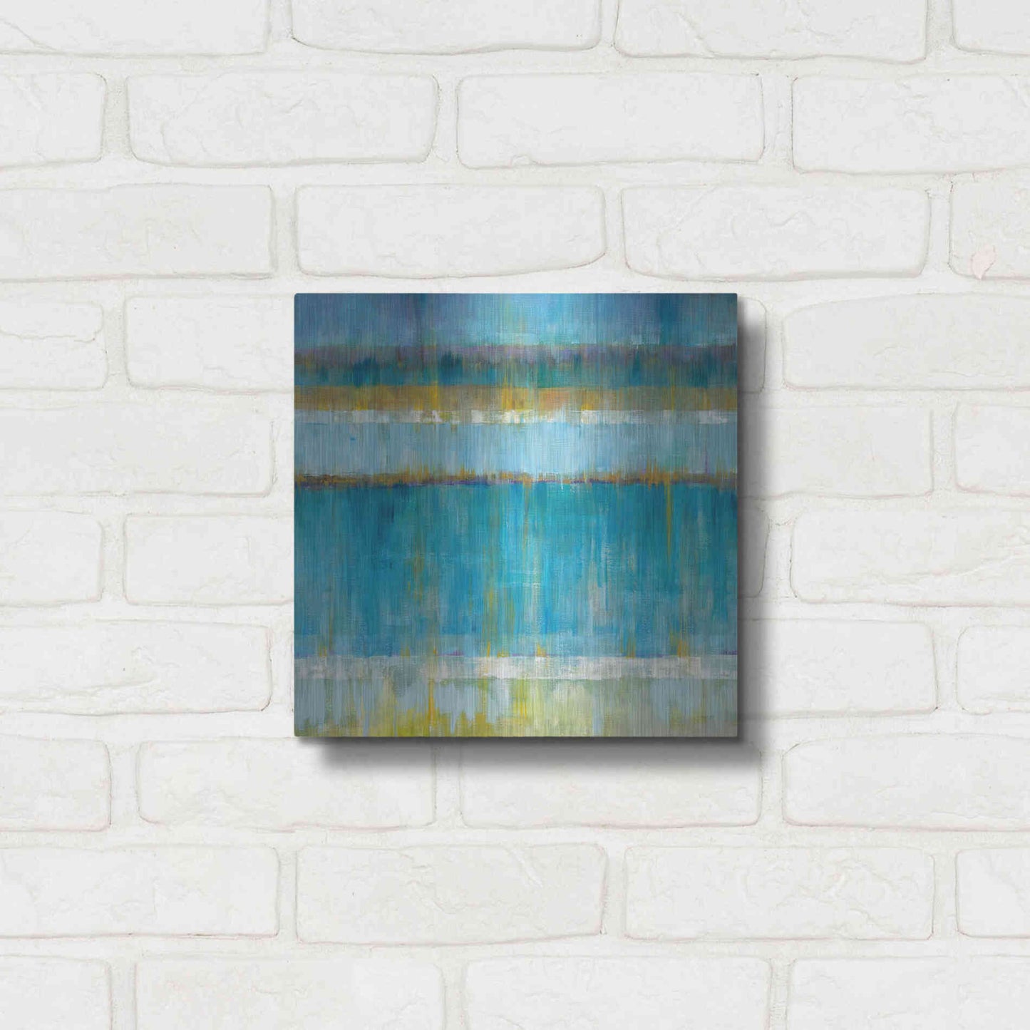 Luxe Metal Art 'Abstract Stripes' by Danhui Nai, Metal Wall Art,12x12