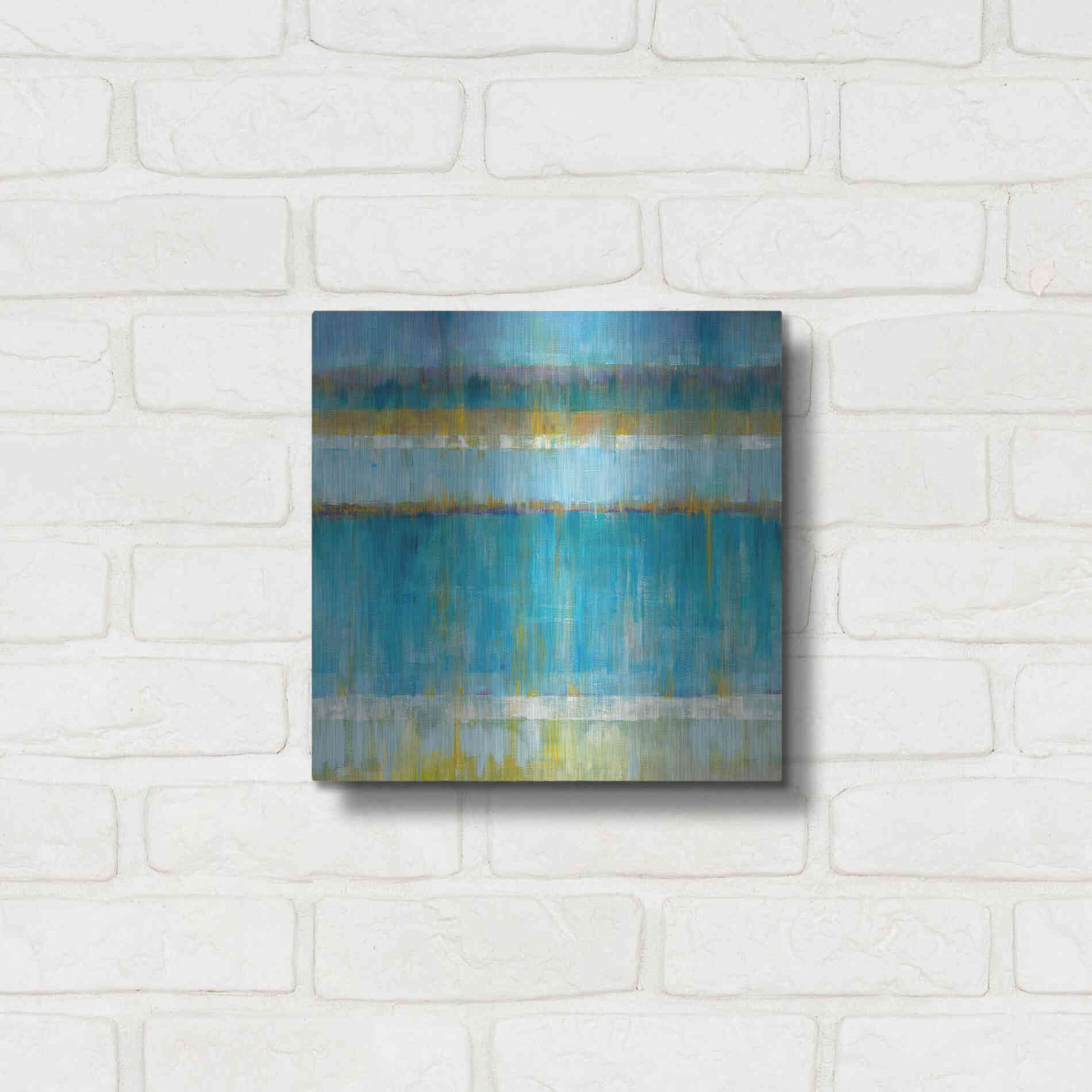 Luxe Metal Art 'Abstract Stripes' by Danhui Nai, Metal Wall Art,12x12