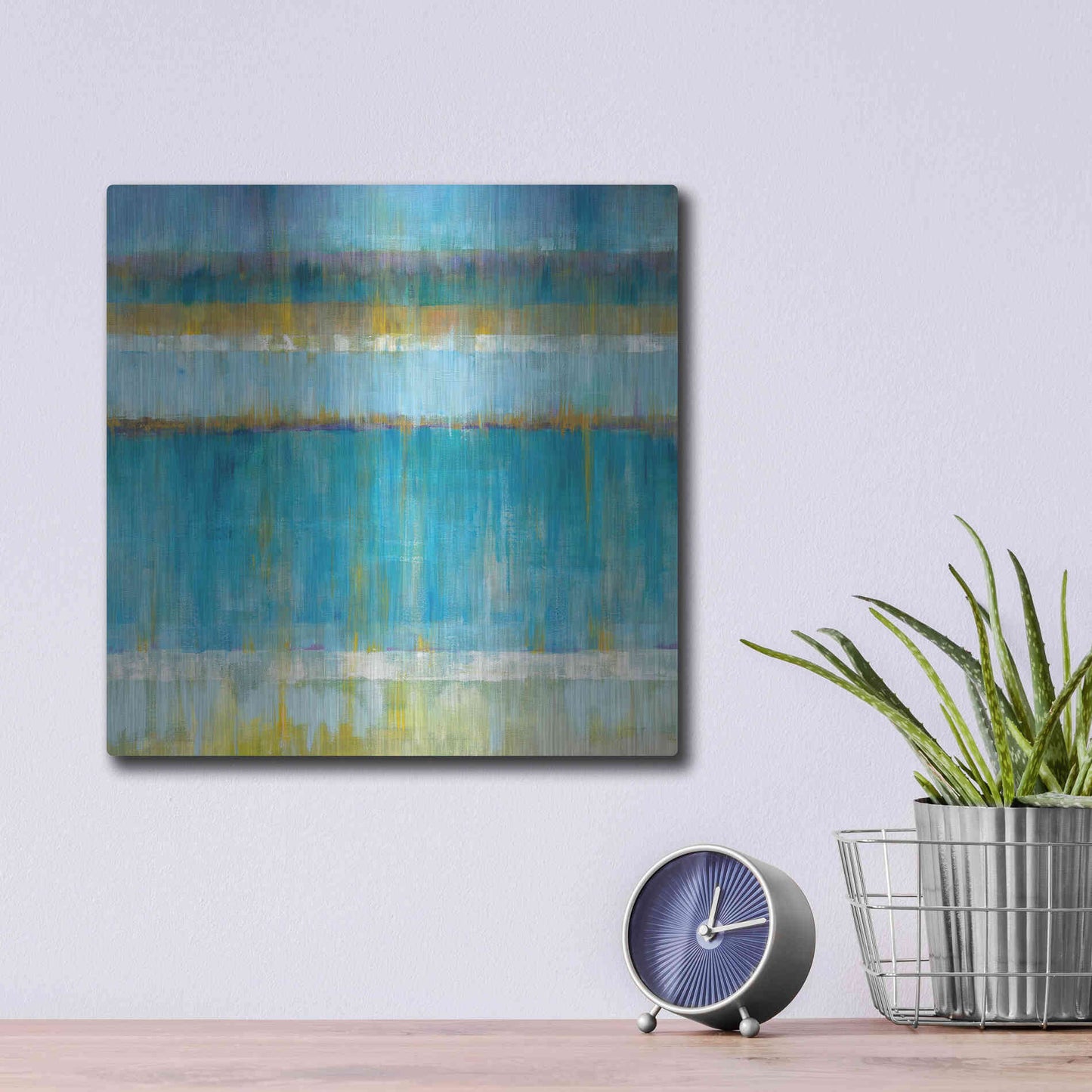 Luxe Metal Art 'Abstract Stripes' by Danhui Nai, Metal Wall Art,12x12