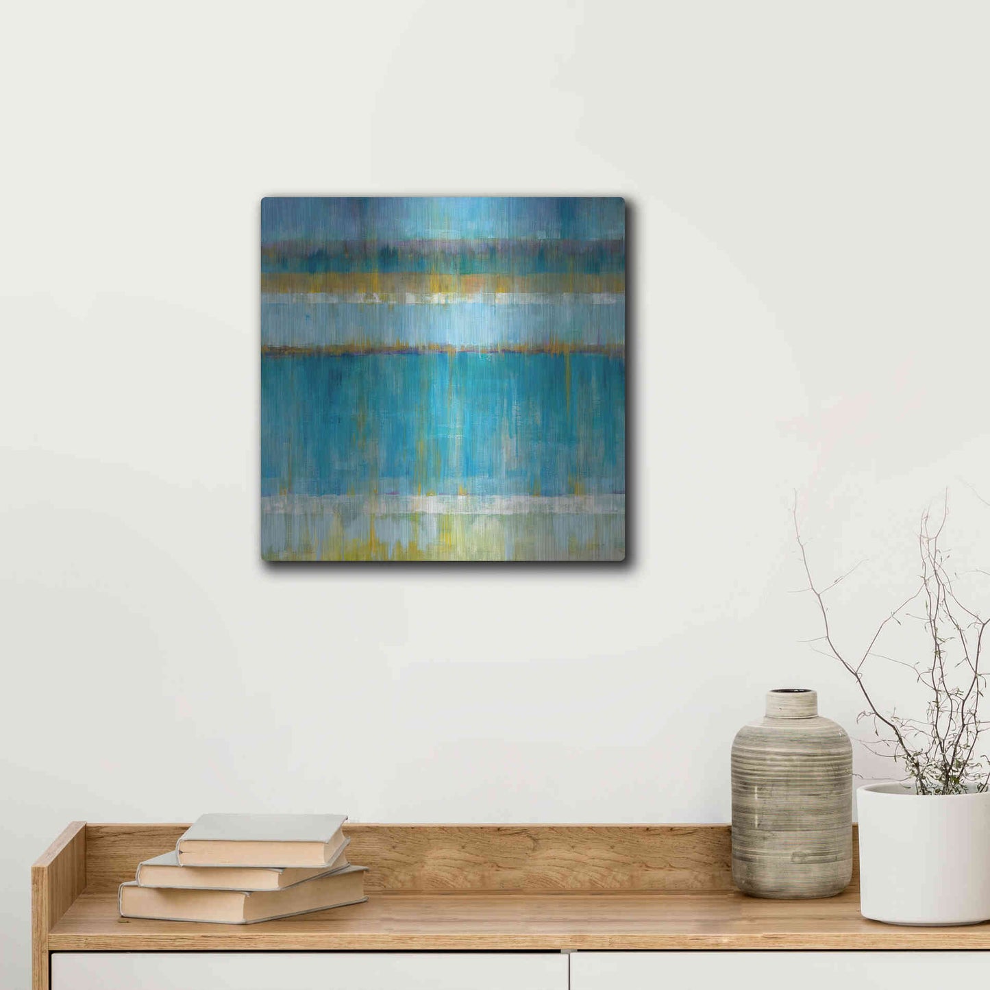 Luxe Metal Art 'Abstract Stripes' by Danhui Nai, Metal Wall Art,12x12