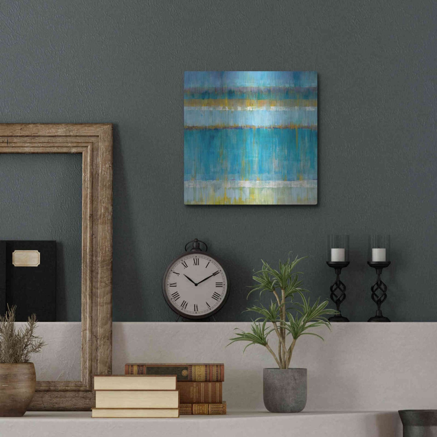 Luxe Metal Art 'Abstract Stripes' by Danhui Nai, Metal Wall Art,12x12