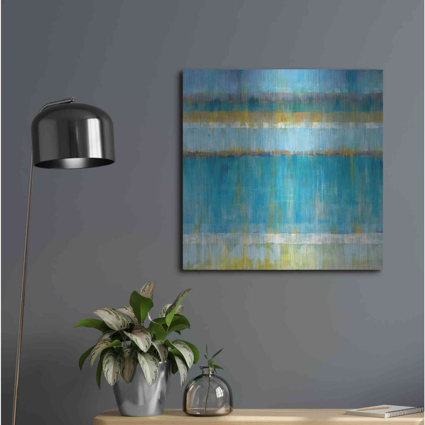 Luxe Metal Art 'Abstract Stripes' by Danhui Nai, Metal Wall Art,24x24