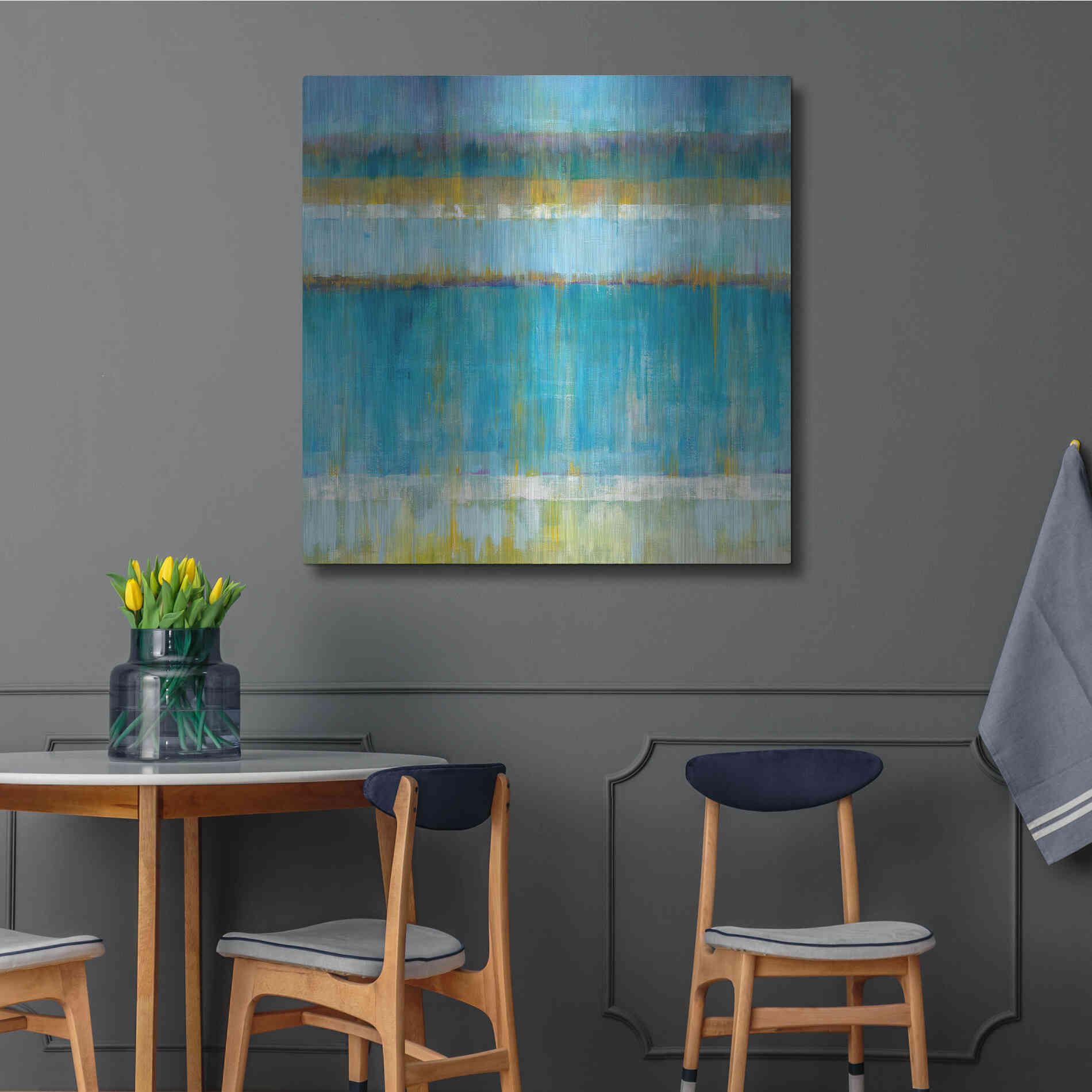 Luxe Metal Art 'Abstract Stripes' by Danhui Nai, Metal Wall Art,36x36