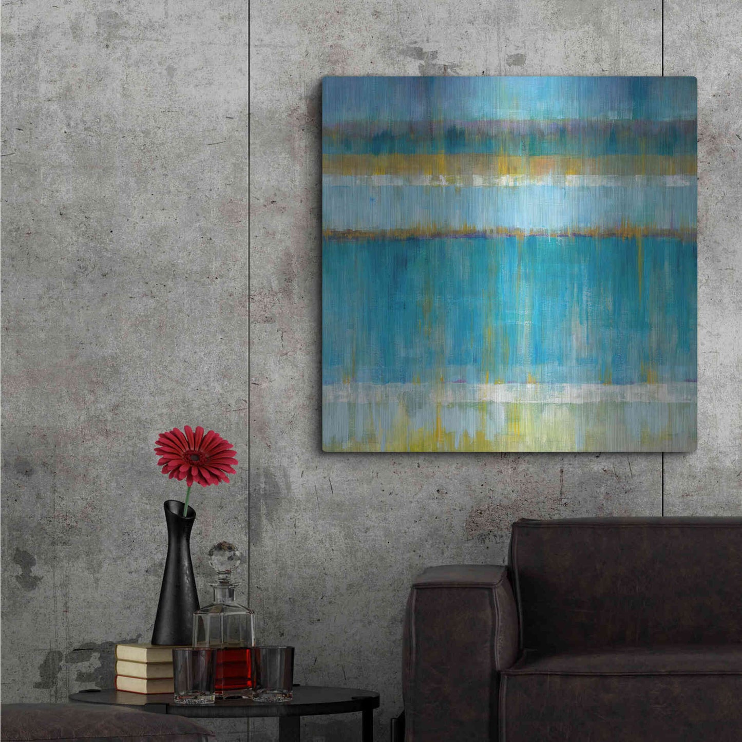 Luxe Metal Art 'Abstract Stripes' by Danhui Nai, Metal Wall Art,36x36