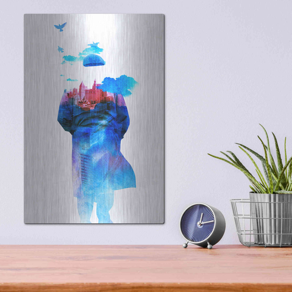 Luxe Metal Art 'Get Away from Town' by Robert Farkas, Metal Wall Art,12x16