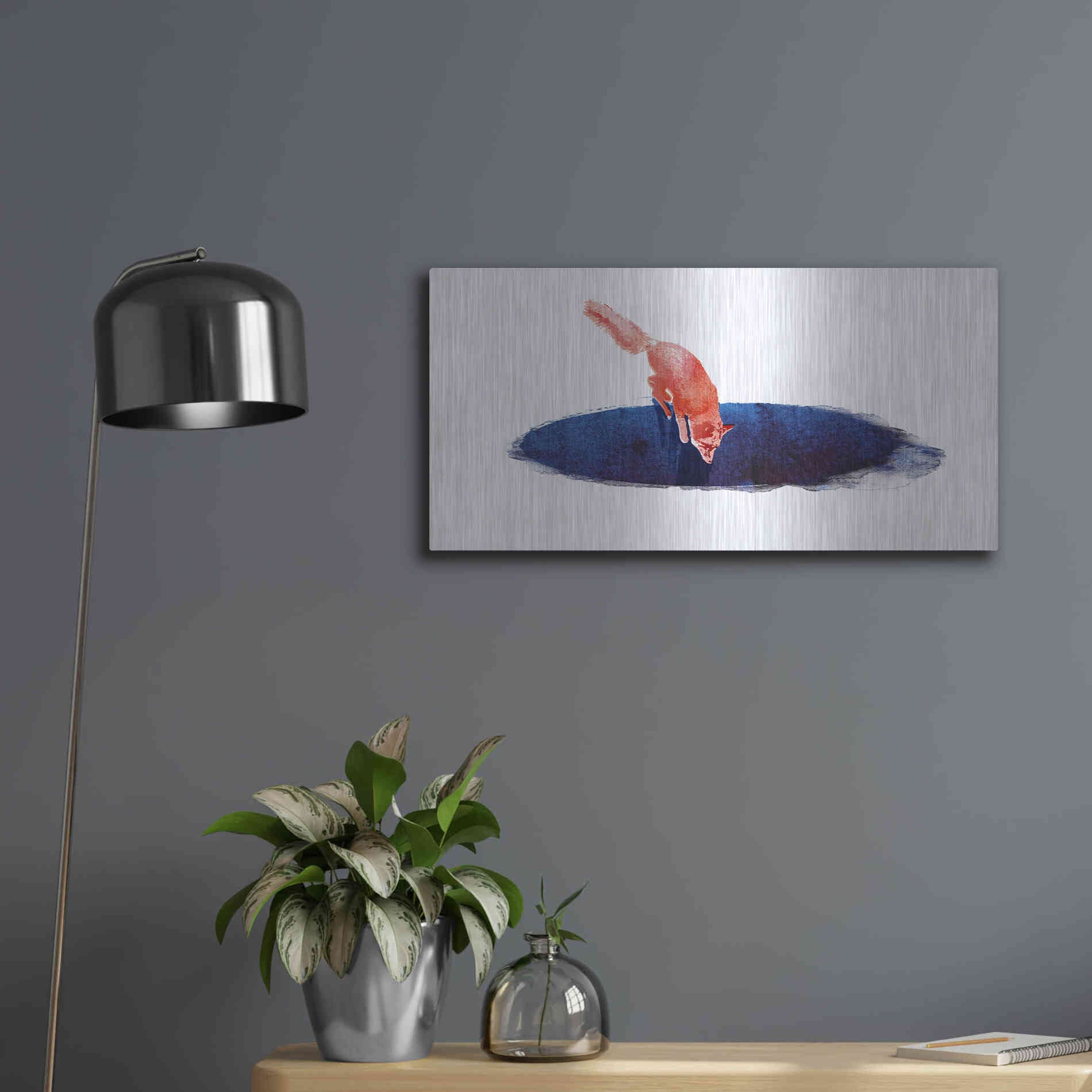 Luxe Metal Art 'Jump Into Nowhere' by Robert Farkas, Metal Wall Art,24x12