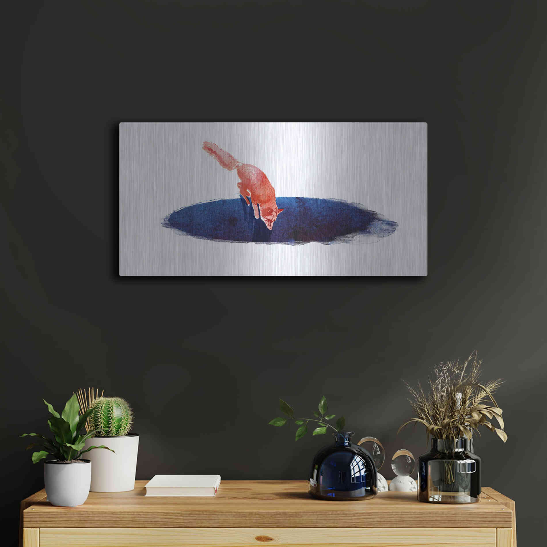Luxe Metal Art 'Jump Into Nowhere' by Robert Farkas, Metal Wall Art,24x12