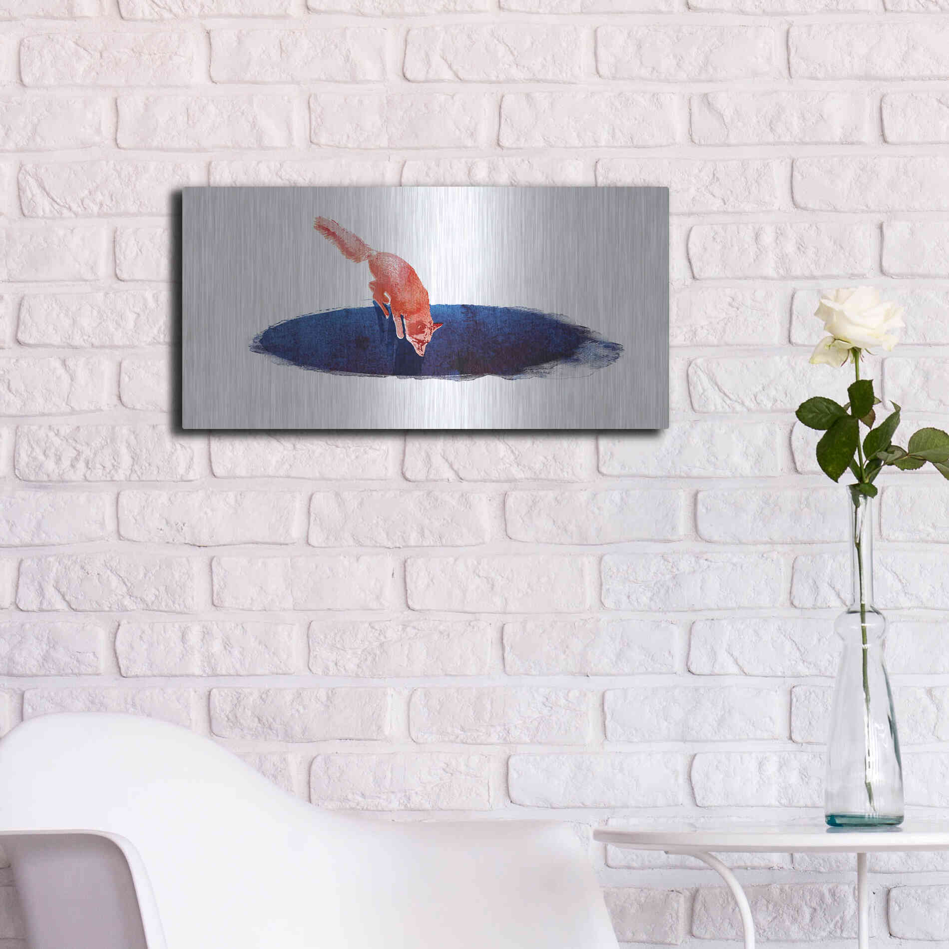 Luxe Metal Art 'Jump Into Nowhere' by Robert Farkas, Metal Wall Art,24x12