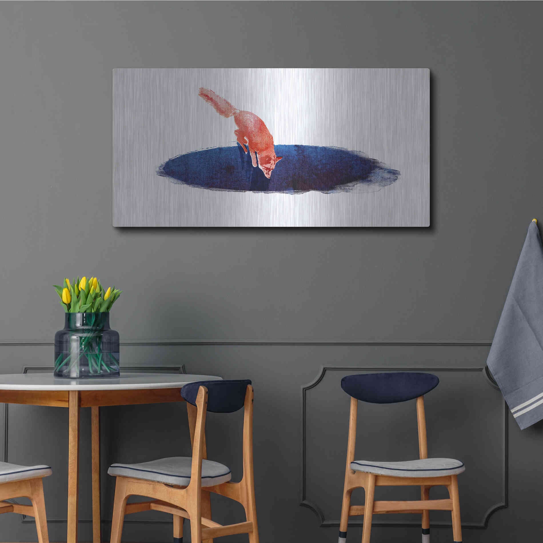 Luxe Metal Art 'Jump Into Nowhere' by Robert Farkas, Metal Wall Art,48x24