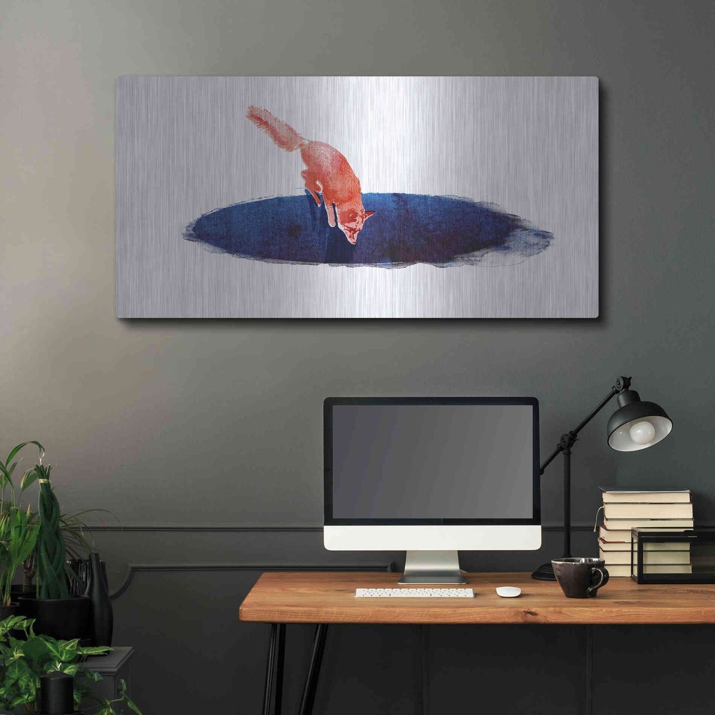 Luxe Metal Art 'Jump Into Nowhere' by Robert Farkas, Metal Wall Art,48x24