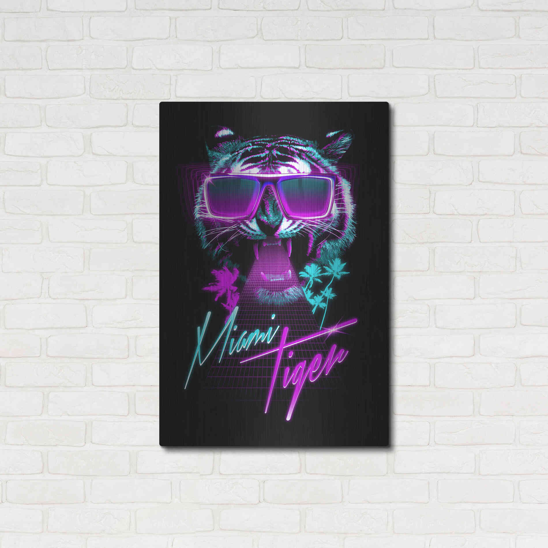 Luxe Metal Art 'Miami Tiger' by Robert Farkas, Metal Wall Art,24x36