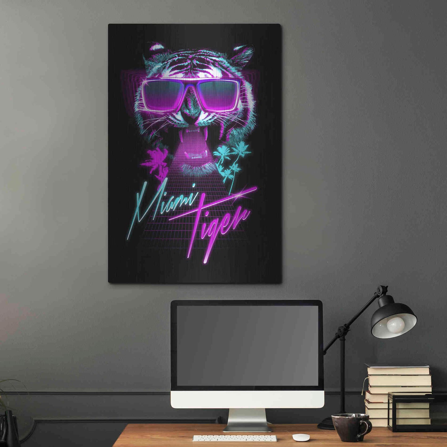 Luxe Metal Art 'Miami Tiger' by Robert Farkas, Metal Wall Art,24x36