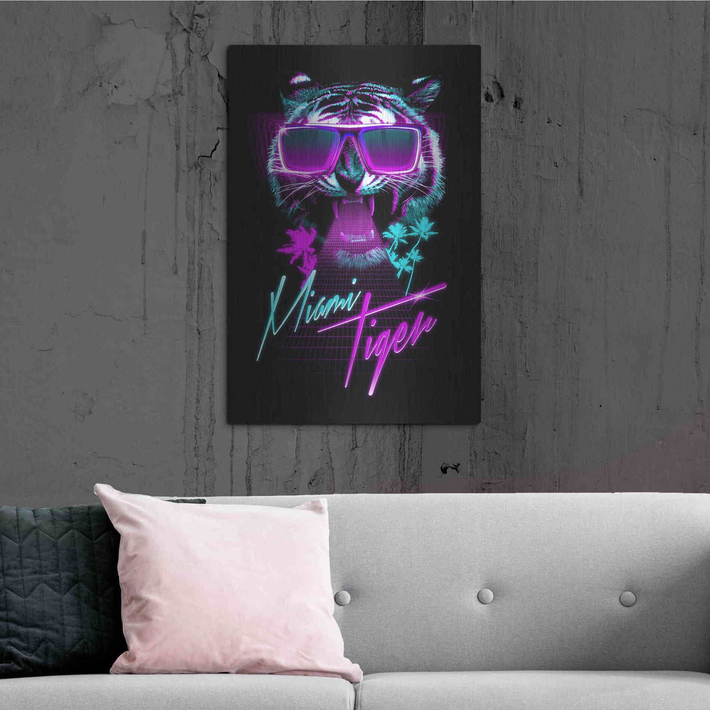 Luxe Metal Art 'Miami Tiger' by Robert Farkas, Metal Wall Art,24x36