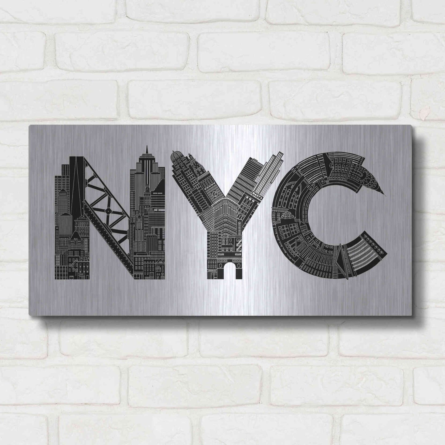 Luxe Metal Art 'NYC' by Robert Farkas, Metal Wall Art,24x12