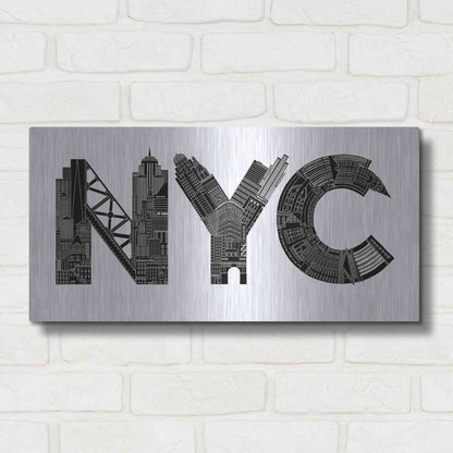 Luxe Metal Art 'NYC' by Robert Farkas, Metal Wall Art,24x12