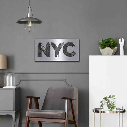 Luxe Metal Art 'NYC' by Robert Farkas, Metal Wall Art,24x12