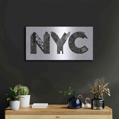Luxe Metal Art 'NYC' by Robert Farkas, Metal Wall Art,24x12