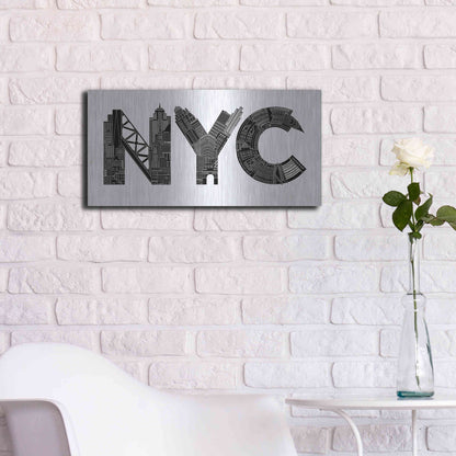 Luxe Metal Art 'NYC' by Robert Farkas, Metal Wall Art,24x12