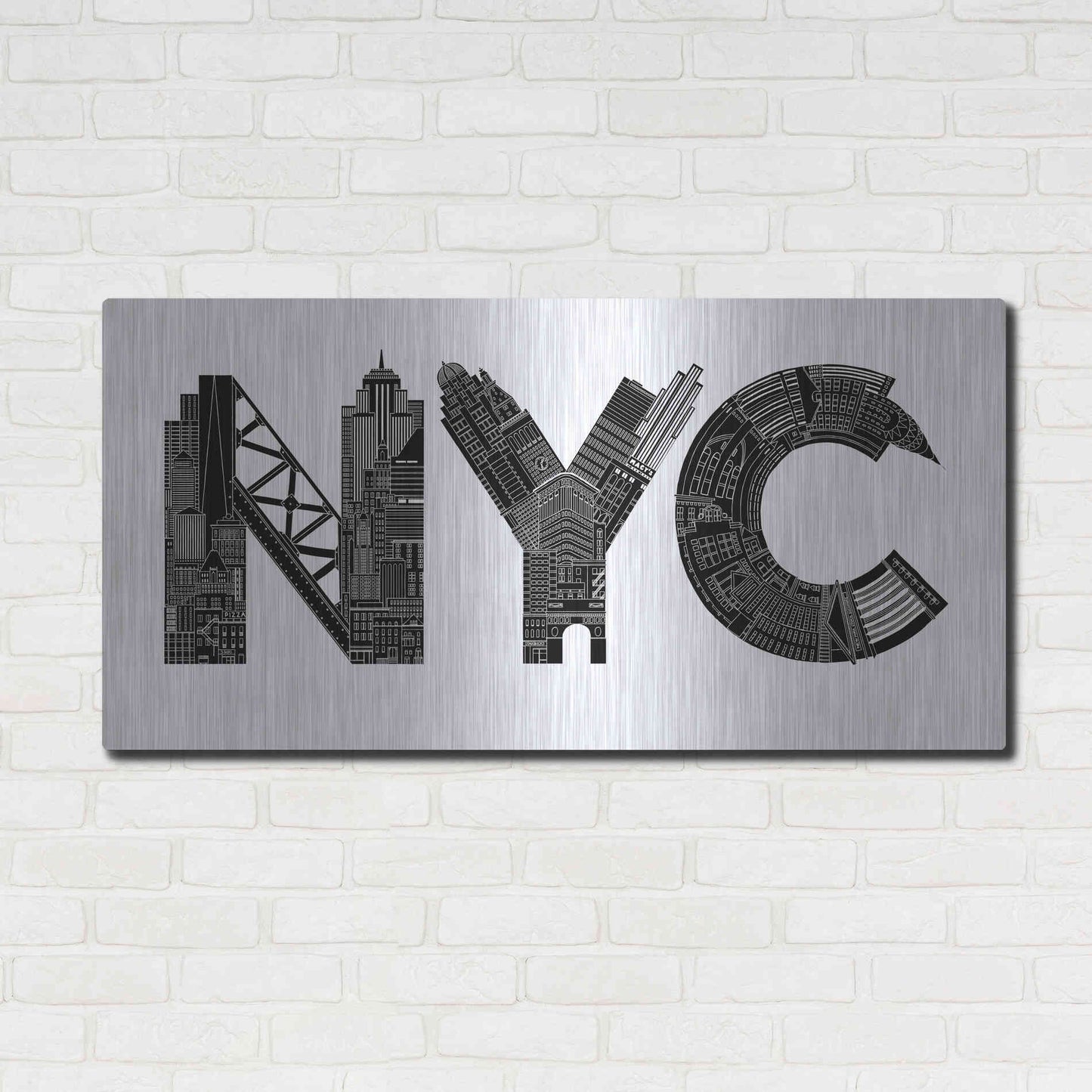 Luxe Metal Art 'NYC' by Robert Farkas, Metal Wall Art,48x24