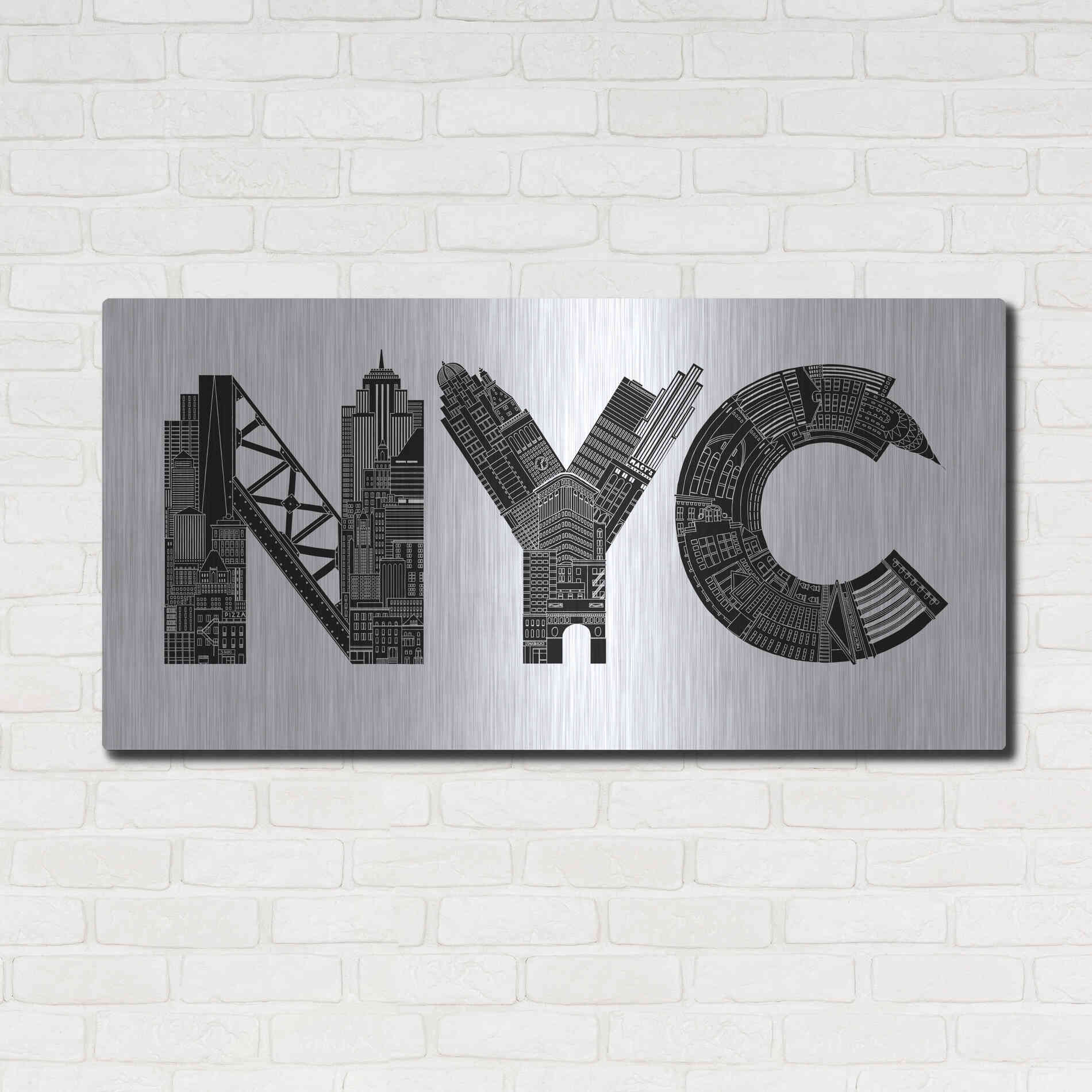 Luxe Metal Art 'NYC' by Robert Farkas, Metal Wall Art,48x24