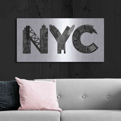 Luxe Metal Art 'NYC' by Robert Farkas, Metal Wall Art,48x24