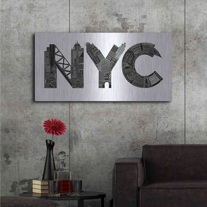 Luxe Metal Art 'NYC' by Robert Farkas, Metal Wall Art,48x24