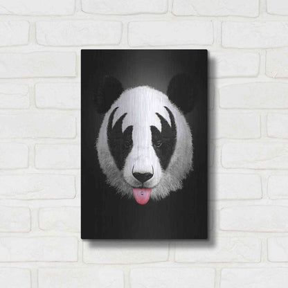 Luxe Metal Art 'Panda Rocks' by Robert Farkas, Metal Wall Art,12x16