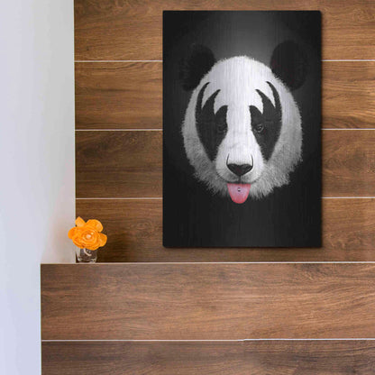 Luxe Metal Art 'Panda Rocks' by Robert Farkas, Metal Wall Art,12x16