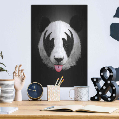 Luxe Metal Art 'Panda Rocks' by Robert Farkas, Metal Wall Art,12x16