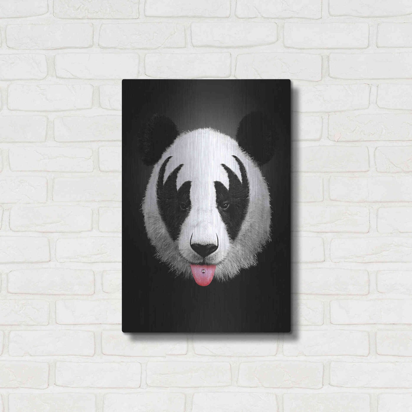 Luxe Metal Art 'Panda Rocks' by Robert Farkas, Metal Wall Art,16x24
