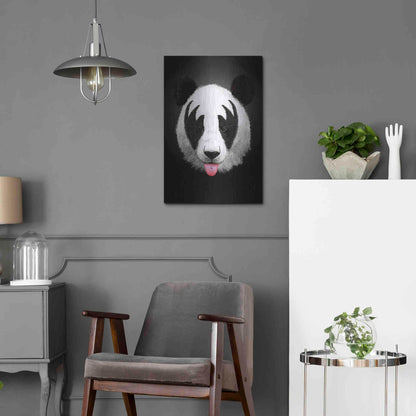 Luxe Metal Art 'Panda Rocks' by Robert Farkas, Metal Wall Art,16x24