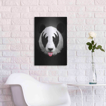 Luxe Metal Art 'Panda Rocks' by Robert Farkas, Metal Wall Art,16x24