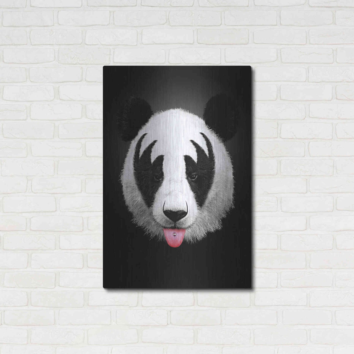 Luxe Metal Art 'Panda Rocks' by Robert Farkas, Metal Wall Art,24x36