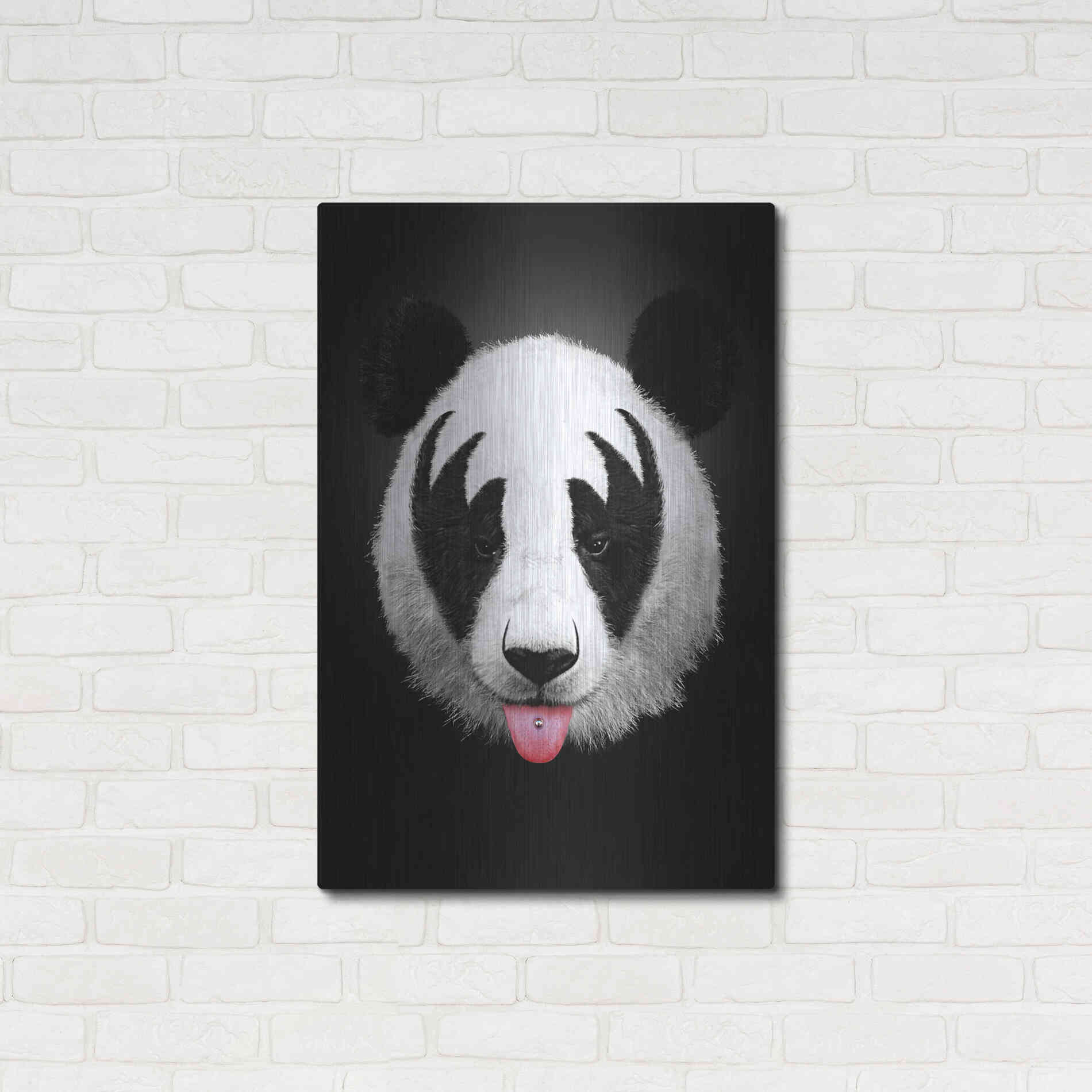 Luxe Metal Art 'Panda Rocks' by Robert Farkas, Metal Wall Art,24x36