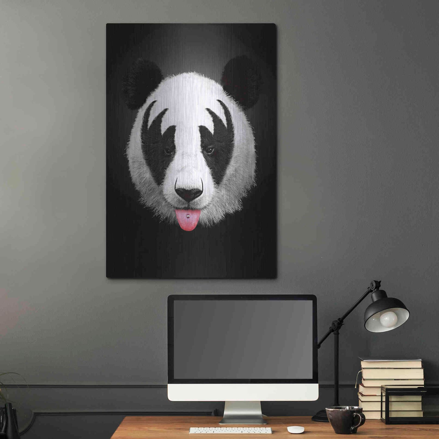 Luxe Metal Art 'Panda Rocks' by Robert Farkas, Metal Wall Art,24x36