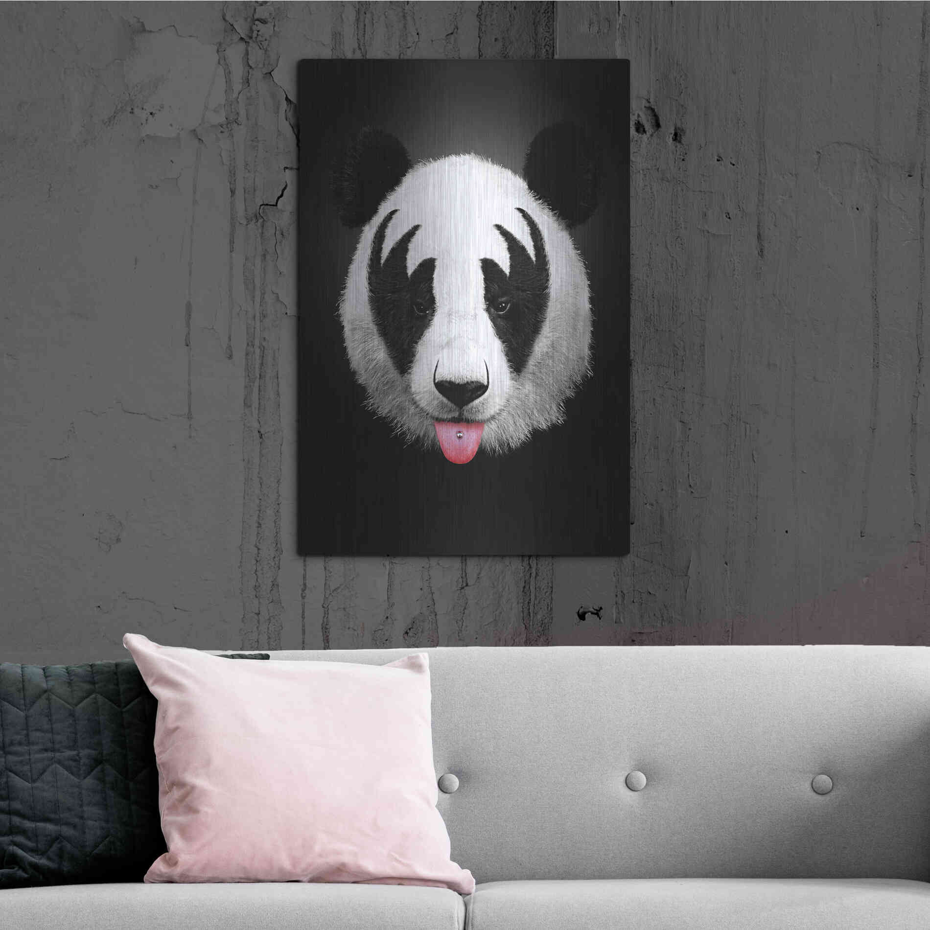 Luxe Metal Art 'Panda Rocks' by Robert Farkas, Metal Wall Art,24x36
