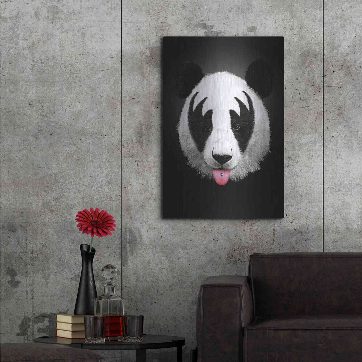 Luxe Metal Art 'Panda Rocks' by Robert Farkas, Metal Wall Art,24x36